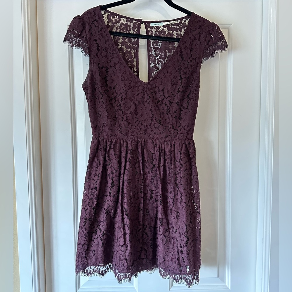 Maroon lace skater dress